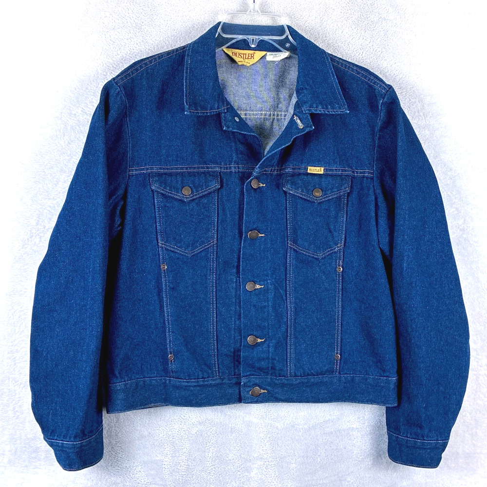 VTG Rustler Trucker Jacket Men L Denim Cowboy Western Type 3 Workwear 80s USA